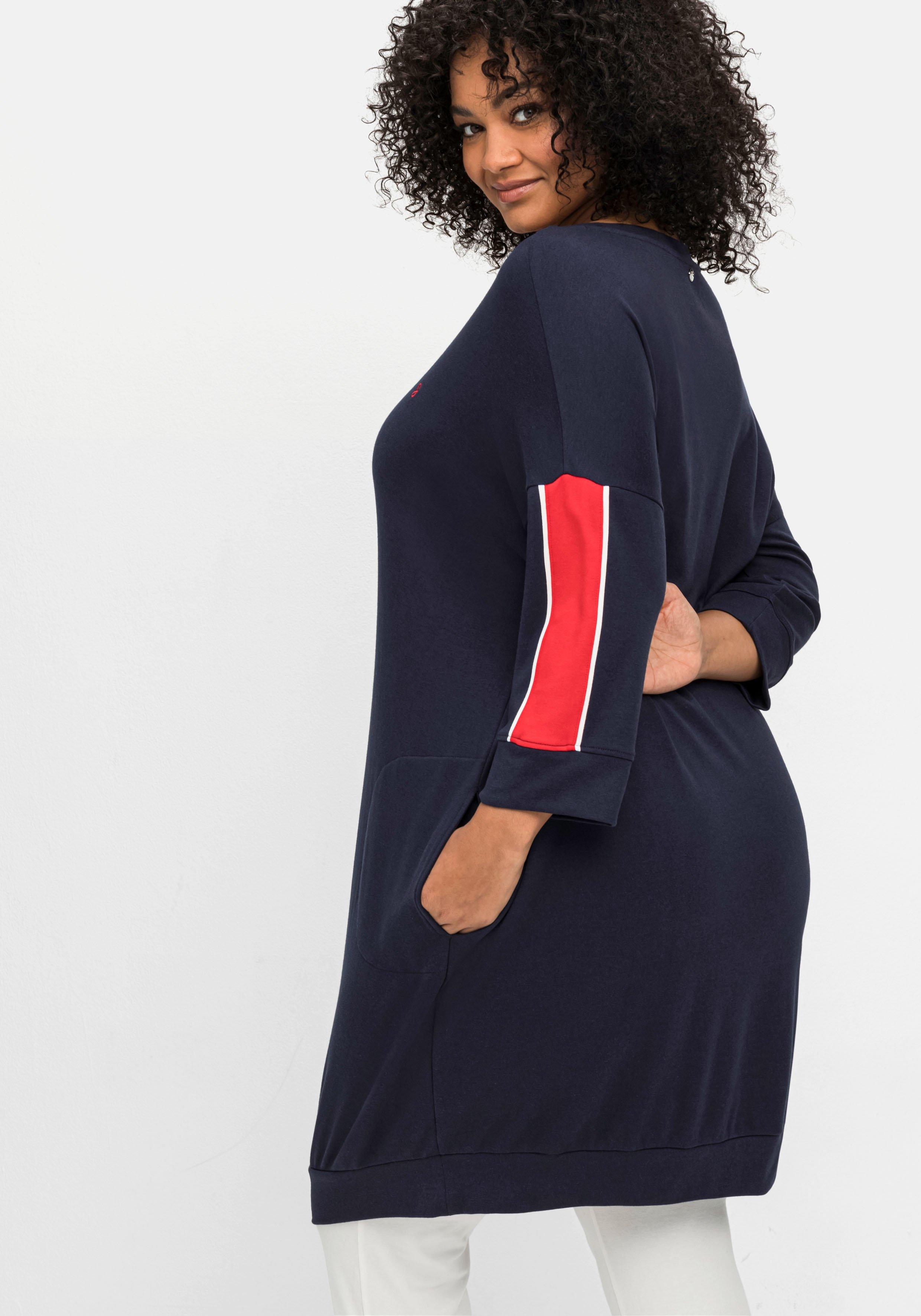 Relax-Shirtkleid mit Taschen und Kontraststreifen