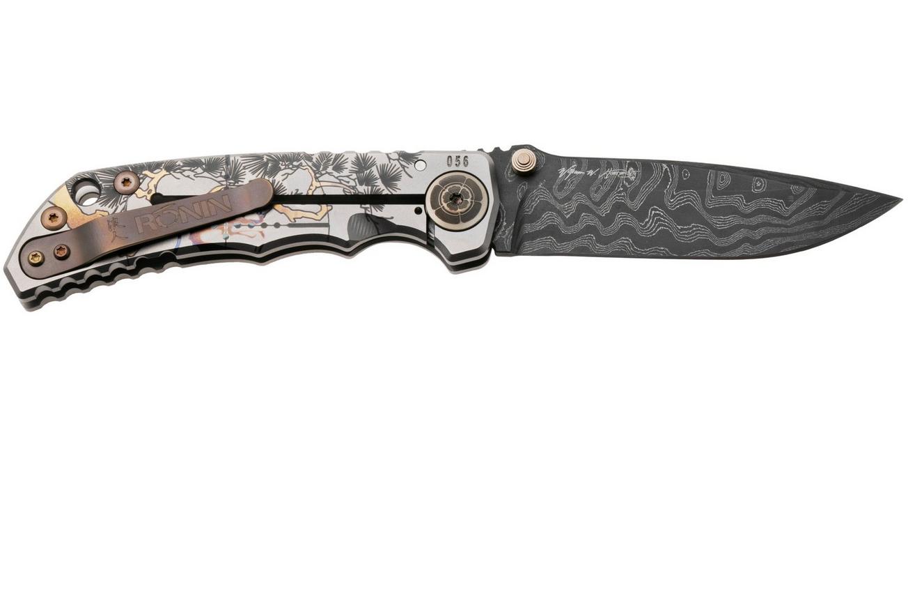 Spartan Blades Harsey Folder, Long Gunner Edition SF5CSDAMLONGGUN, Damascus, Ronin Tactics Titanium zakmes, Bill Harsey design
