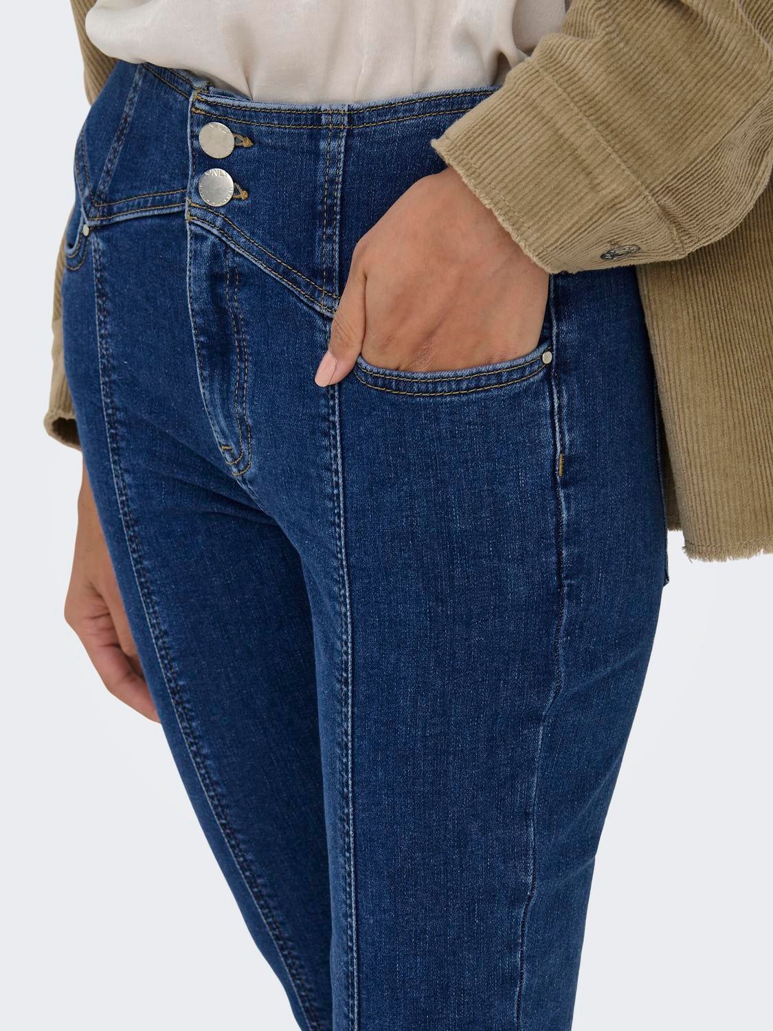 ONLBLUSH Hohe Taille Skinny Fit Jeans Dark Blue Denim