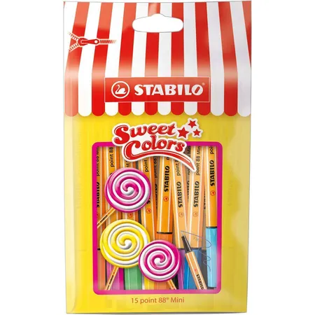 Fineliner - STABILO point 88 Mini - Sweet Colors - 15 Stück