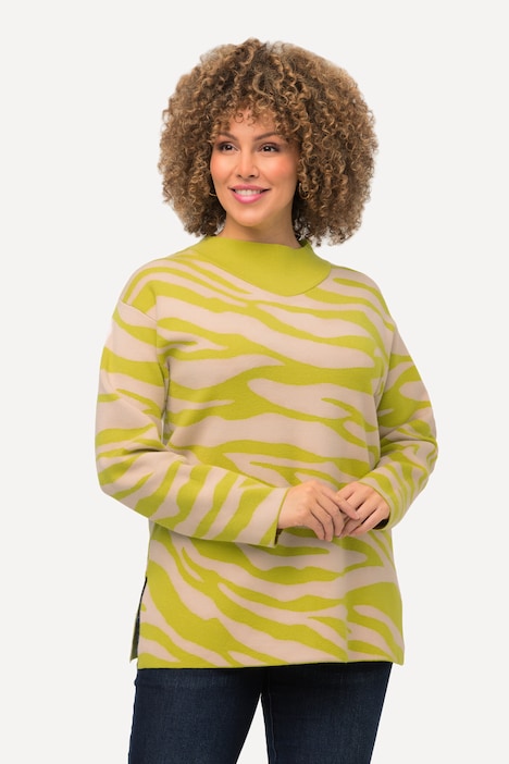 Pullover, Zebramuster, Stehkragen, Langarm