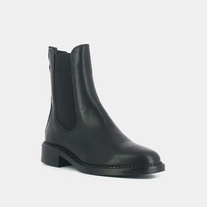 Bottines à lacets et boucles latérales  en cuir noir