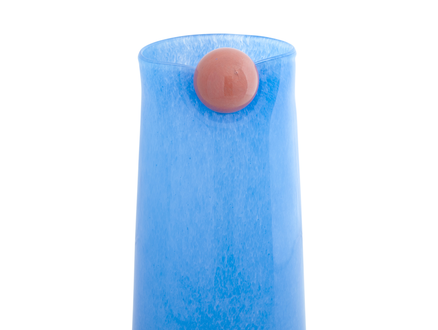 Vase Bolita glass large soft blue w. soft orange