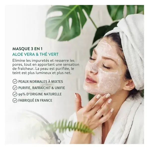 Le Petit Olivier Masque Visage Stick 3 en 1 - Aloe Vera & Thé Vert - 50g