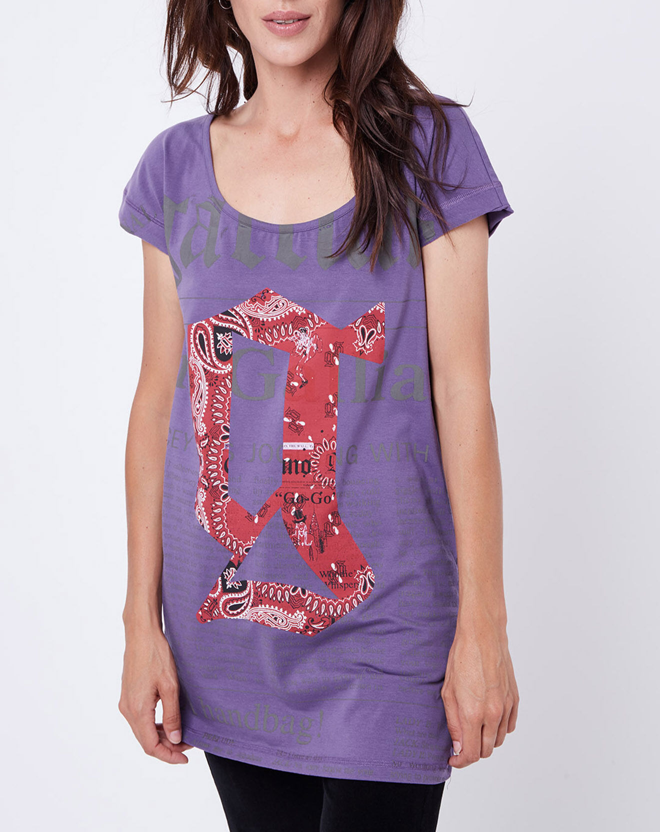 John Galliano T-Shirt imprimé Gazette violet