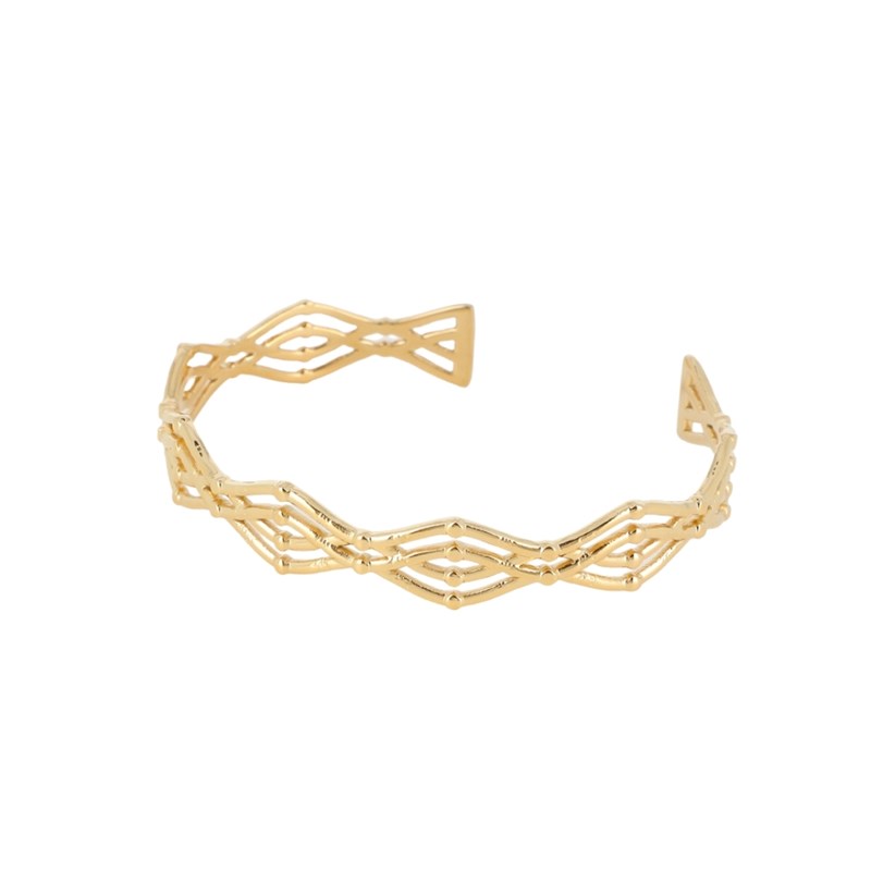 Bracelet rigide en acier doré ajustable