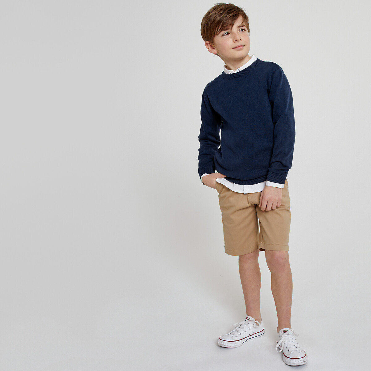 COLEÇÃO LA REDOUTE<br>Suéter em malha fina com gola redonda