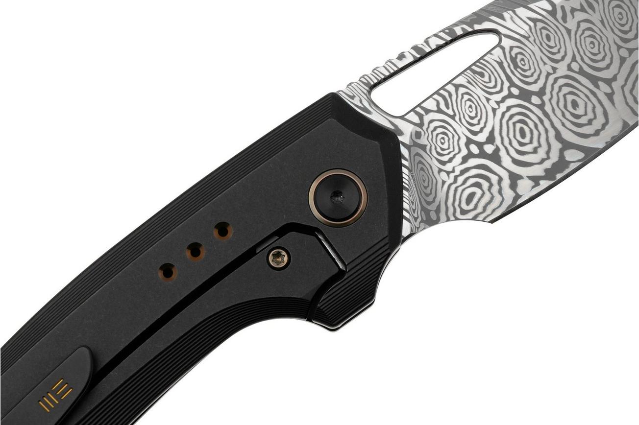 WE Knife Nefaris WE22040F-DS1, Heimskringla Damasteel Clippoint, Nebula Fat Carbon Black Titanium, zakmes