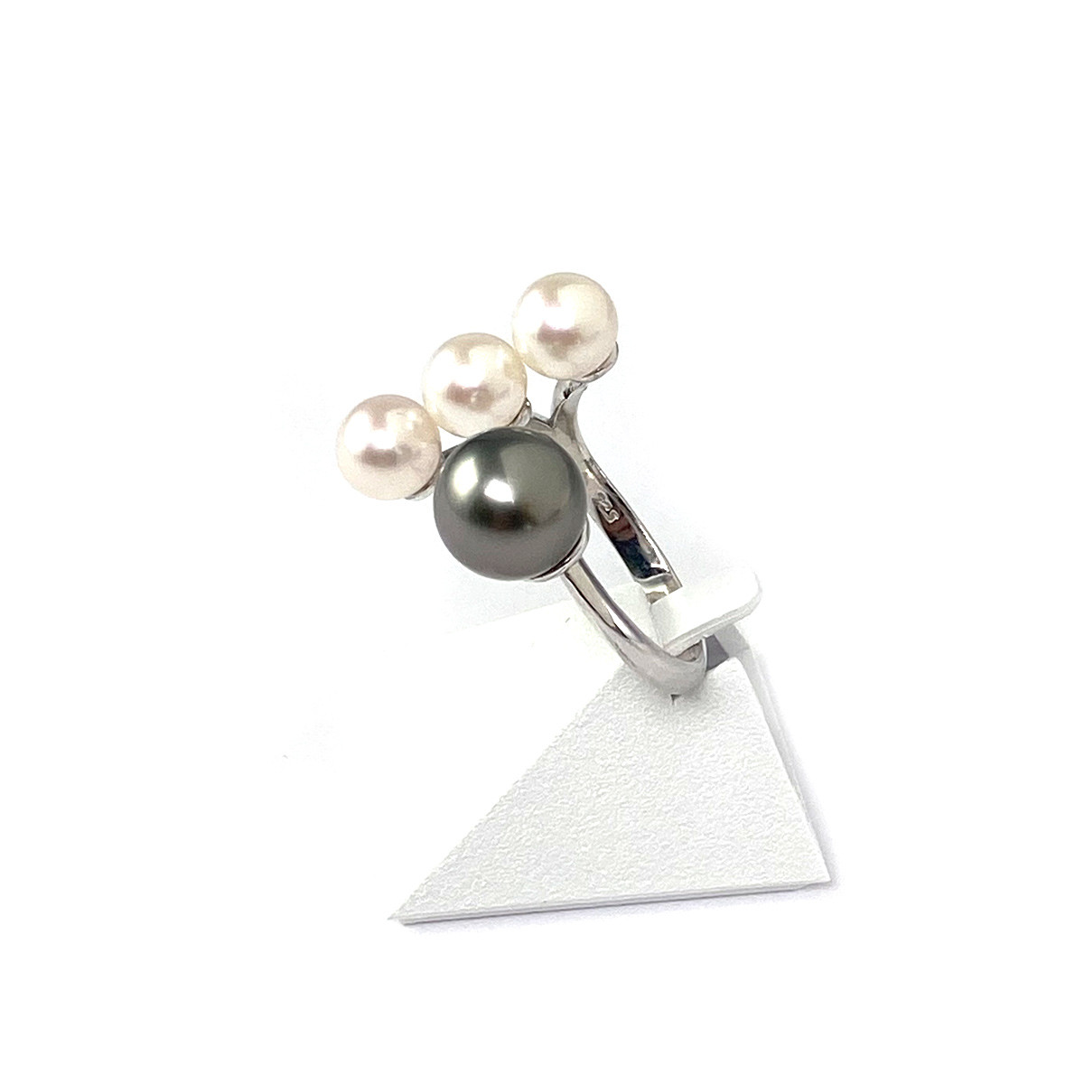 Bague d'occasion argent 925 perles Tahiti et Chine
