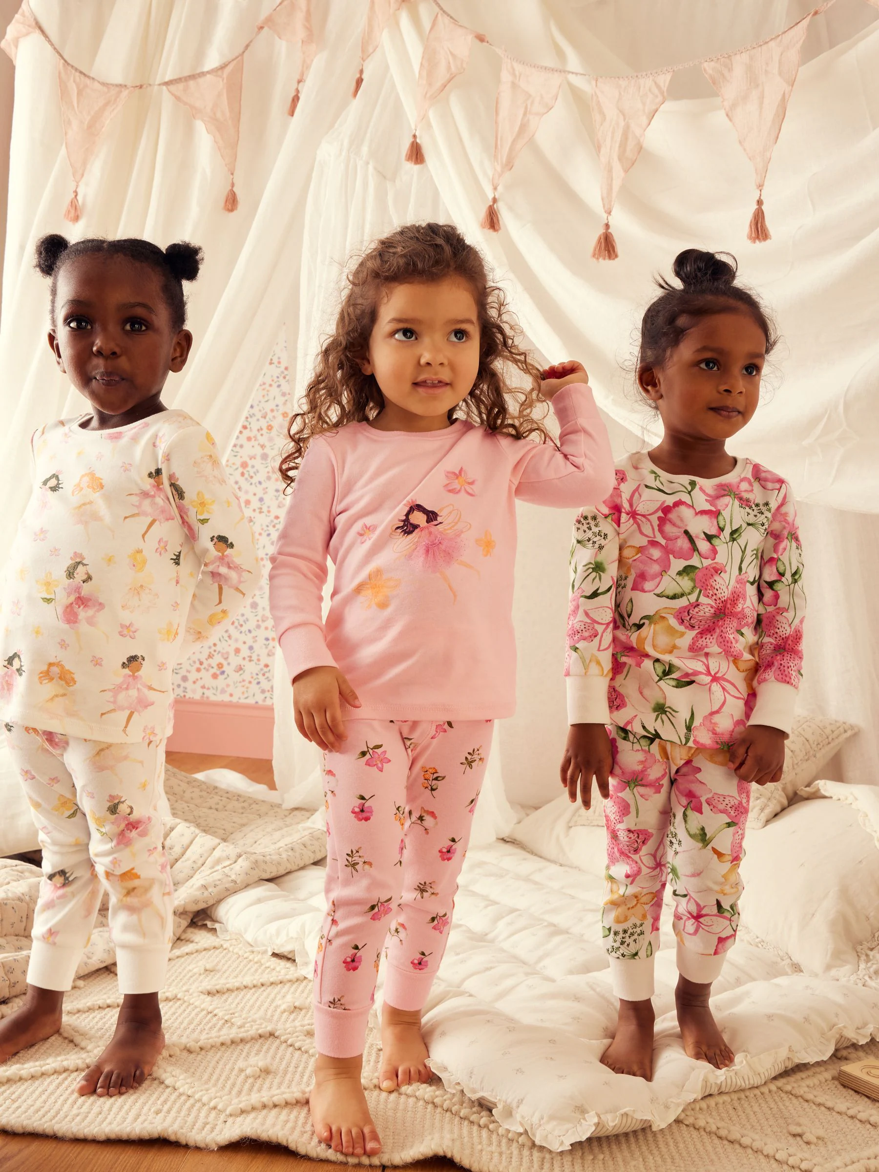 Roze/crème sprookjesfiguur - Knus pyjama met lange mouwen 3 Pack (9maanden -12jaar)