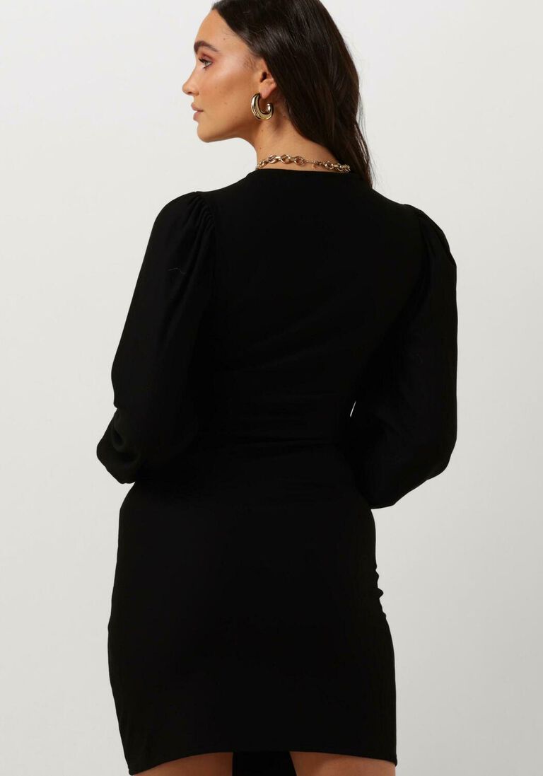 GESTUZ zwarte gestuz mini jurk rifagz v-neck short dress