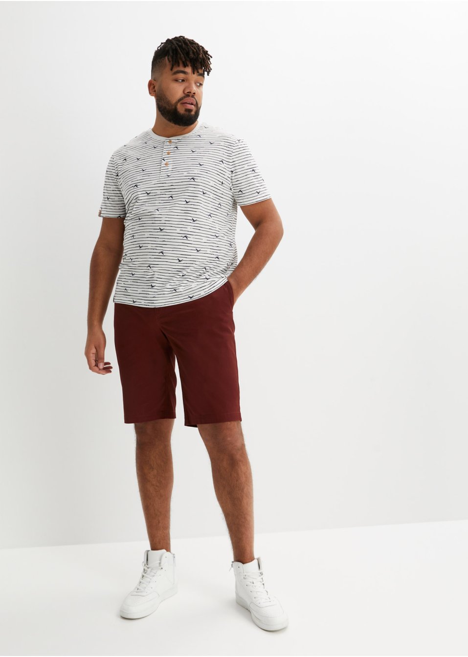 T-shirt col Henley, manches courtes