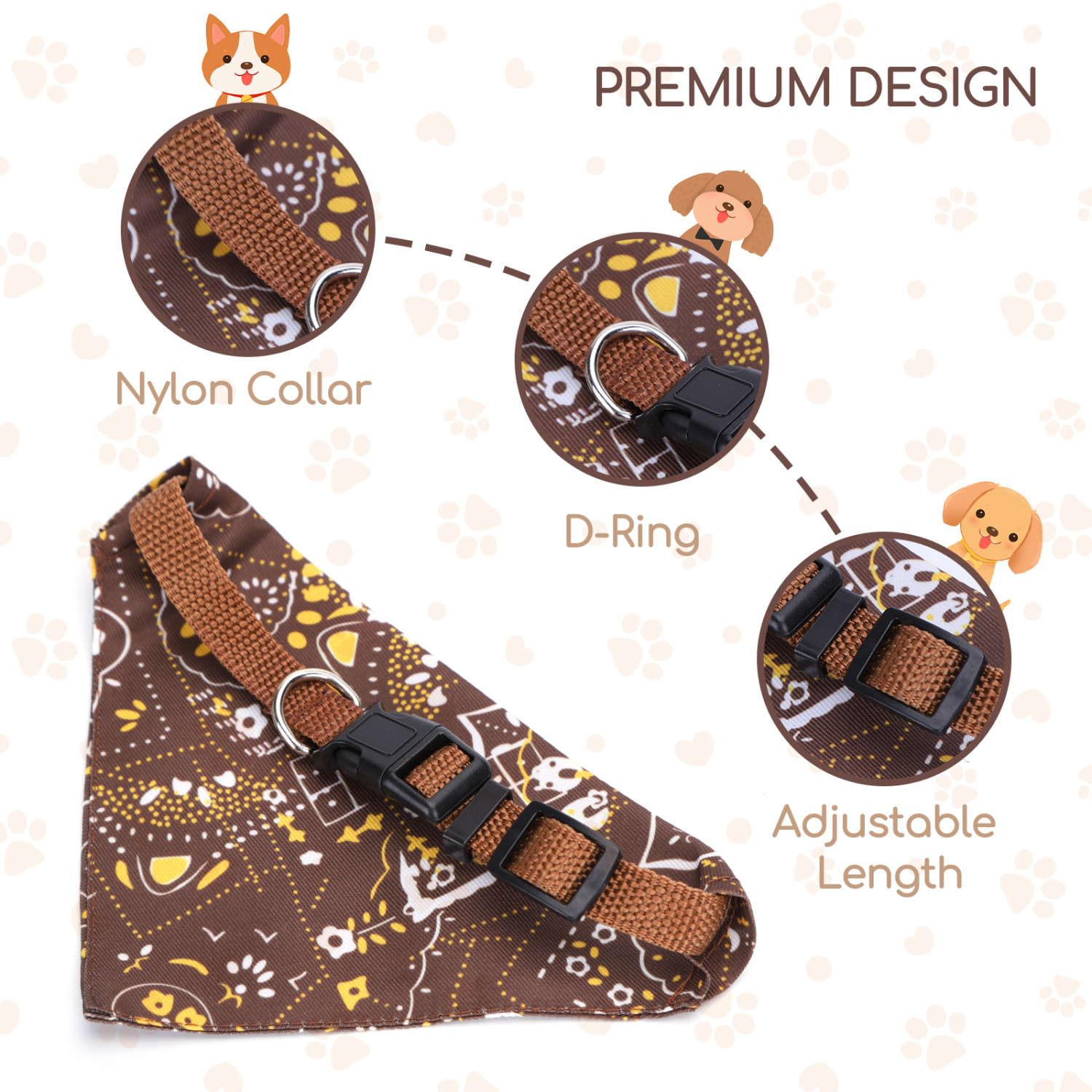 Nobleza - Conjunto de 8 Bandanas Triangulares para Cães e Gatos, Ajustáveis e Laváveis.