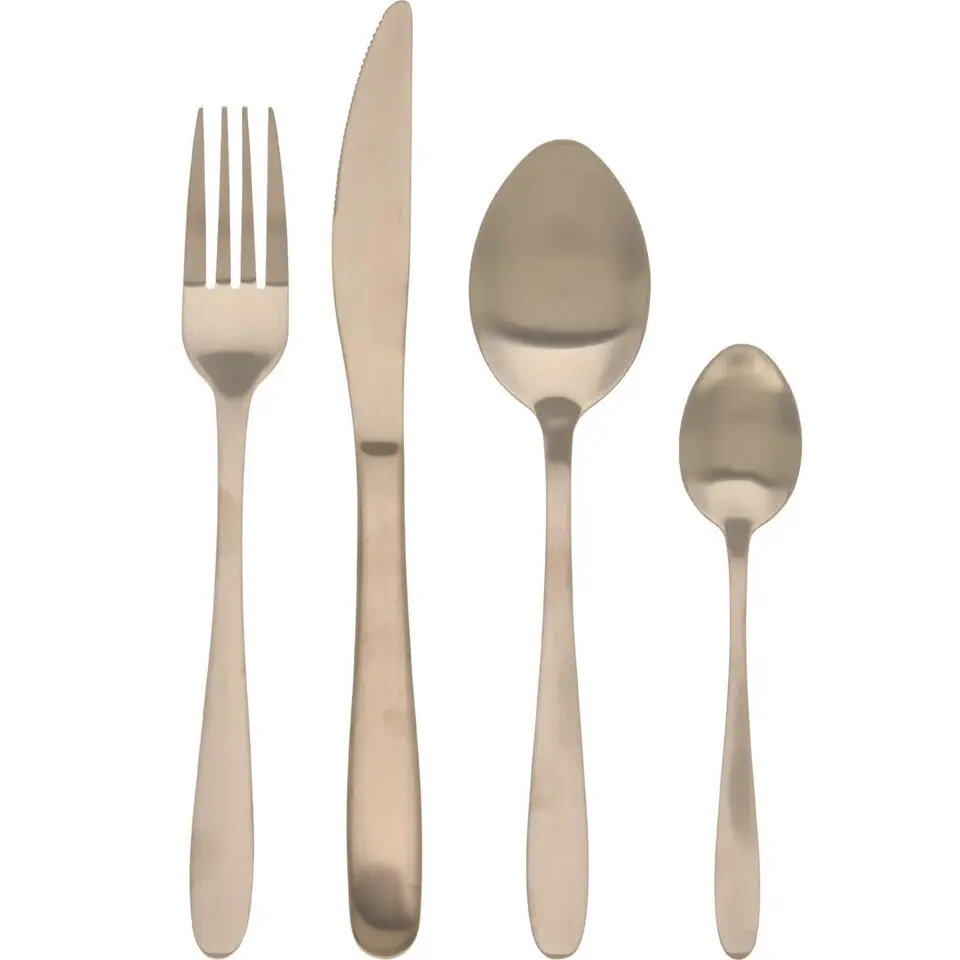 Excellent Houseware Bestekset - 16-delig - goud - RVS