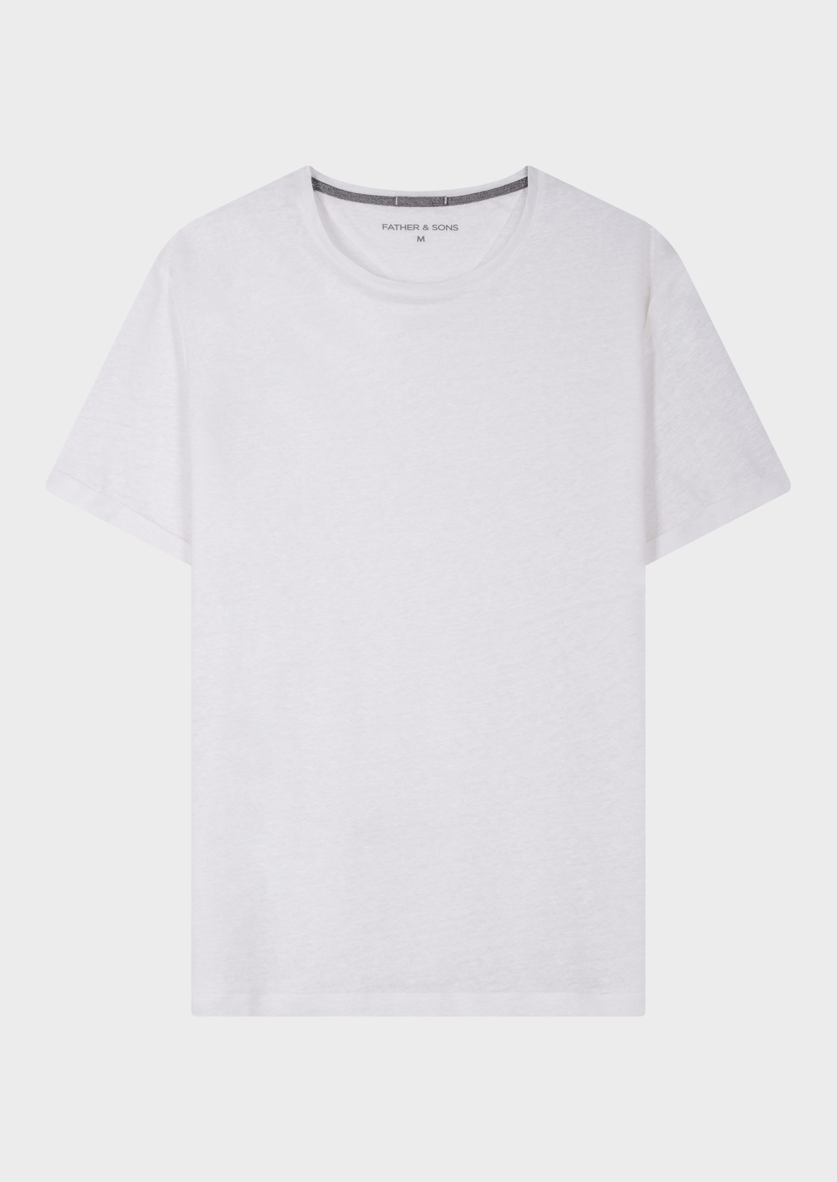 Tee-shirt manches courtes en lin col rond uni blanc