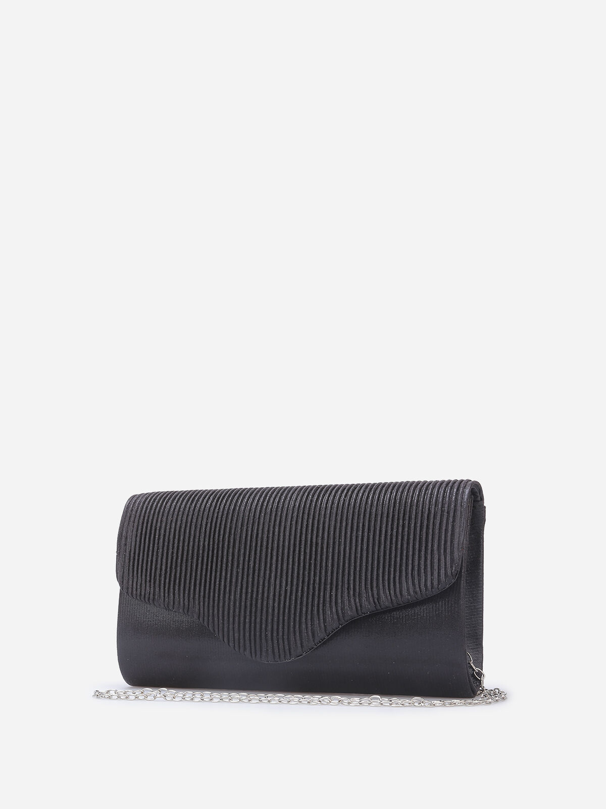 Pochette pailletée à détail plissé- Noir