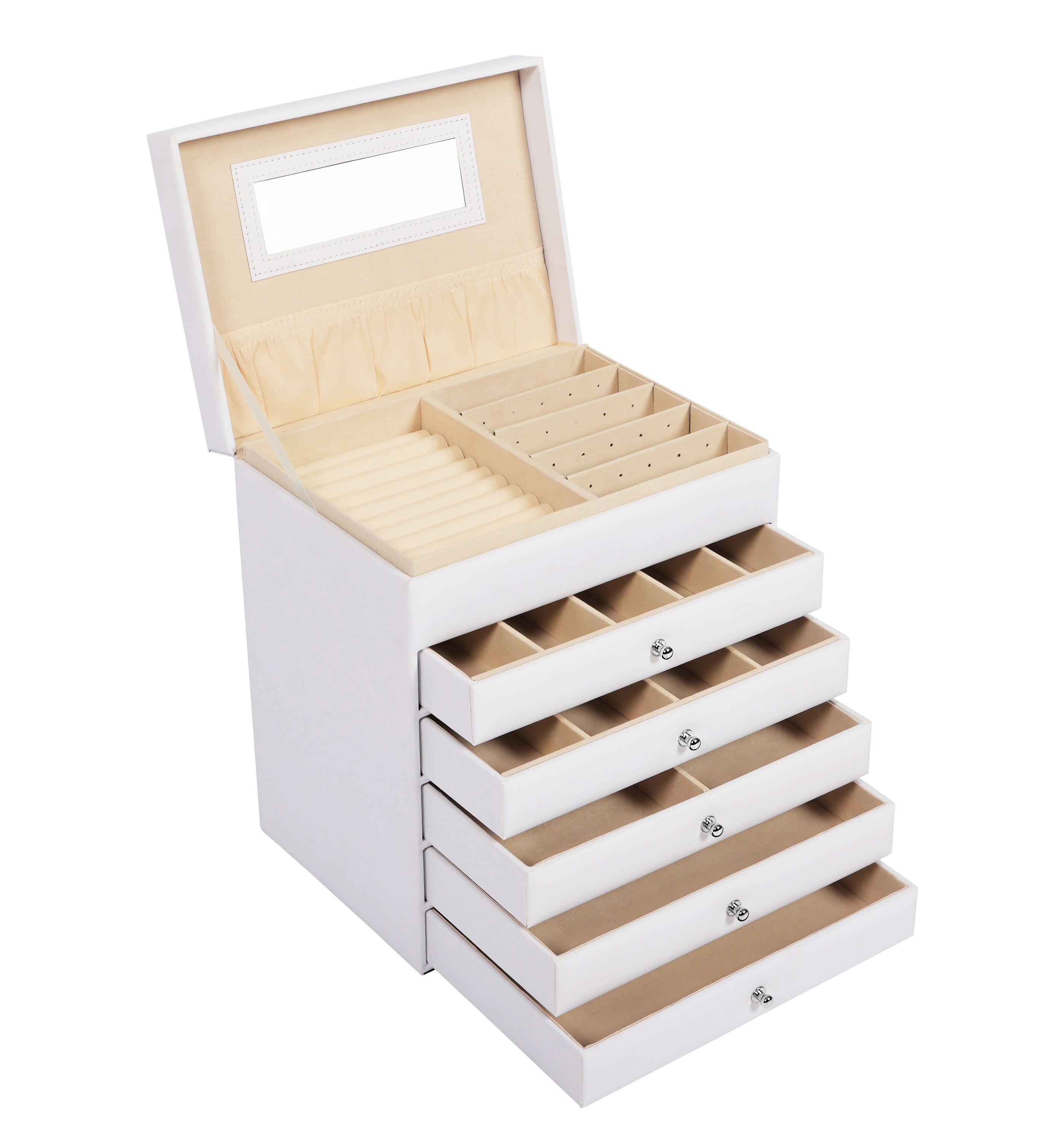 Schmuckkästchen 5 Schubladen weiss