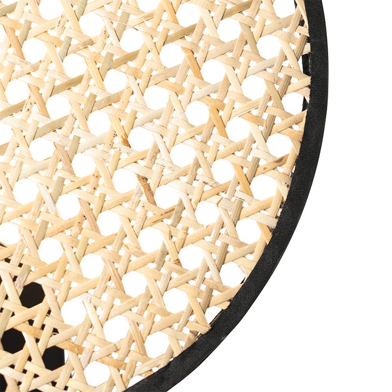 Landelijke wandlamp zwart met rotan 25 cm - Kata