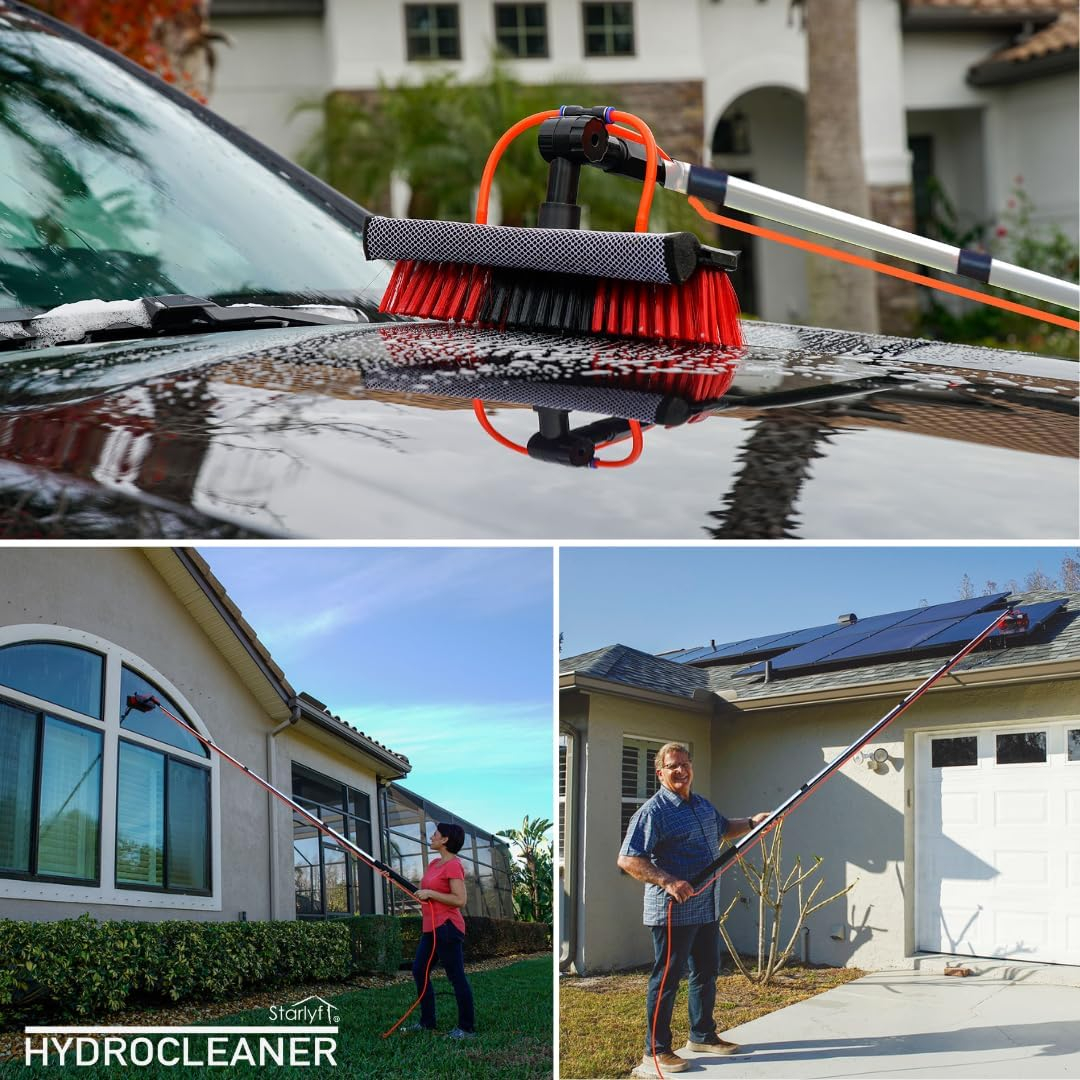 (3.6m) Telescopic Hydrocleaner Waschbürste Outdoor Reinigungs Schrubber Wasser Bürste mit Gartenschlauch Anschluss (VHGSLCIND0482)
