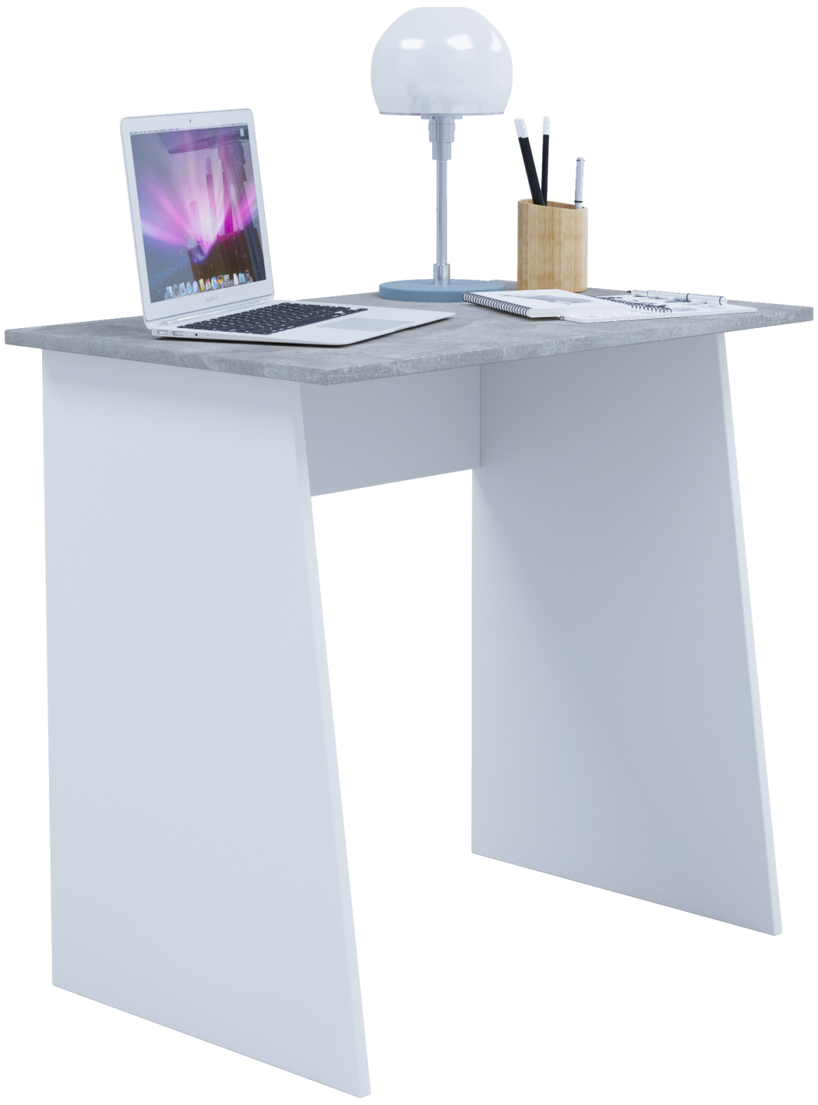 Schreibtisch MASOLA MINI - weiß-beton - 80 cm breit