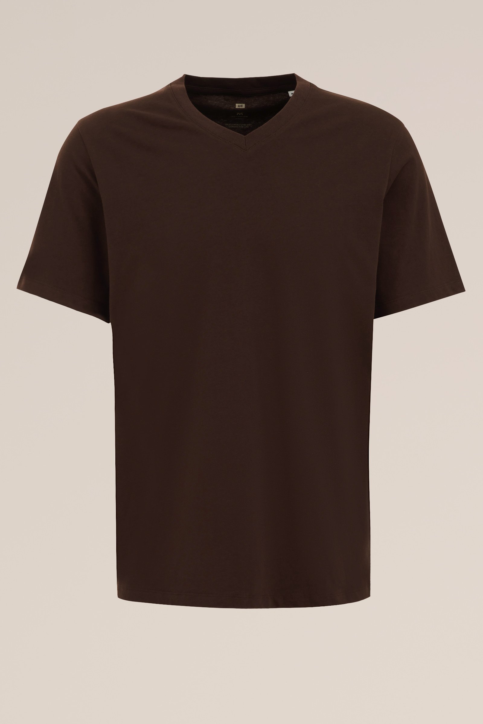 T-shirt van 100% katoen WE Fashion Donkerbruin