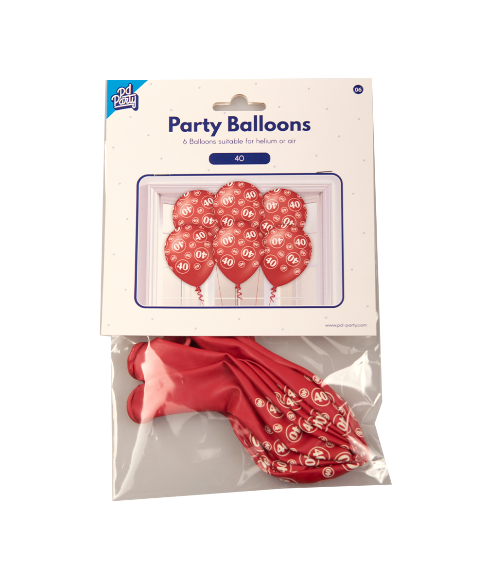 Ballonnen 40 Jaar 30cm 6st