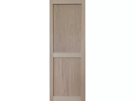 Porte Coulissante Atelier 2 Panneaux Chene H204 X L73 + Rail Alu Bandeau Blanc Gd Menuiseries