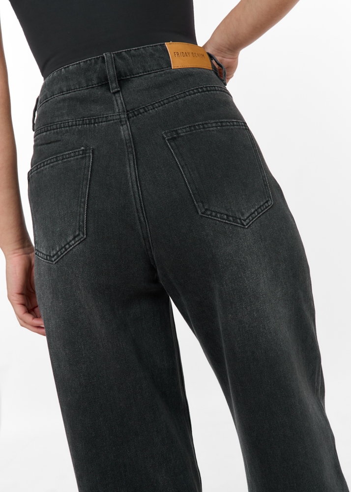 Wide leg classic jeans iron zwart
