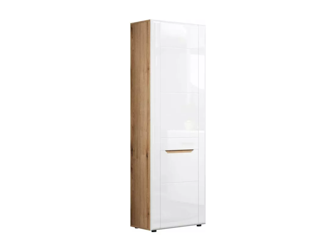 Marlon armoire de rangement brillant blanc, chêne décor.
