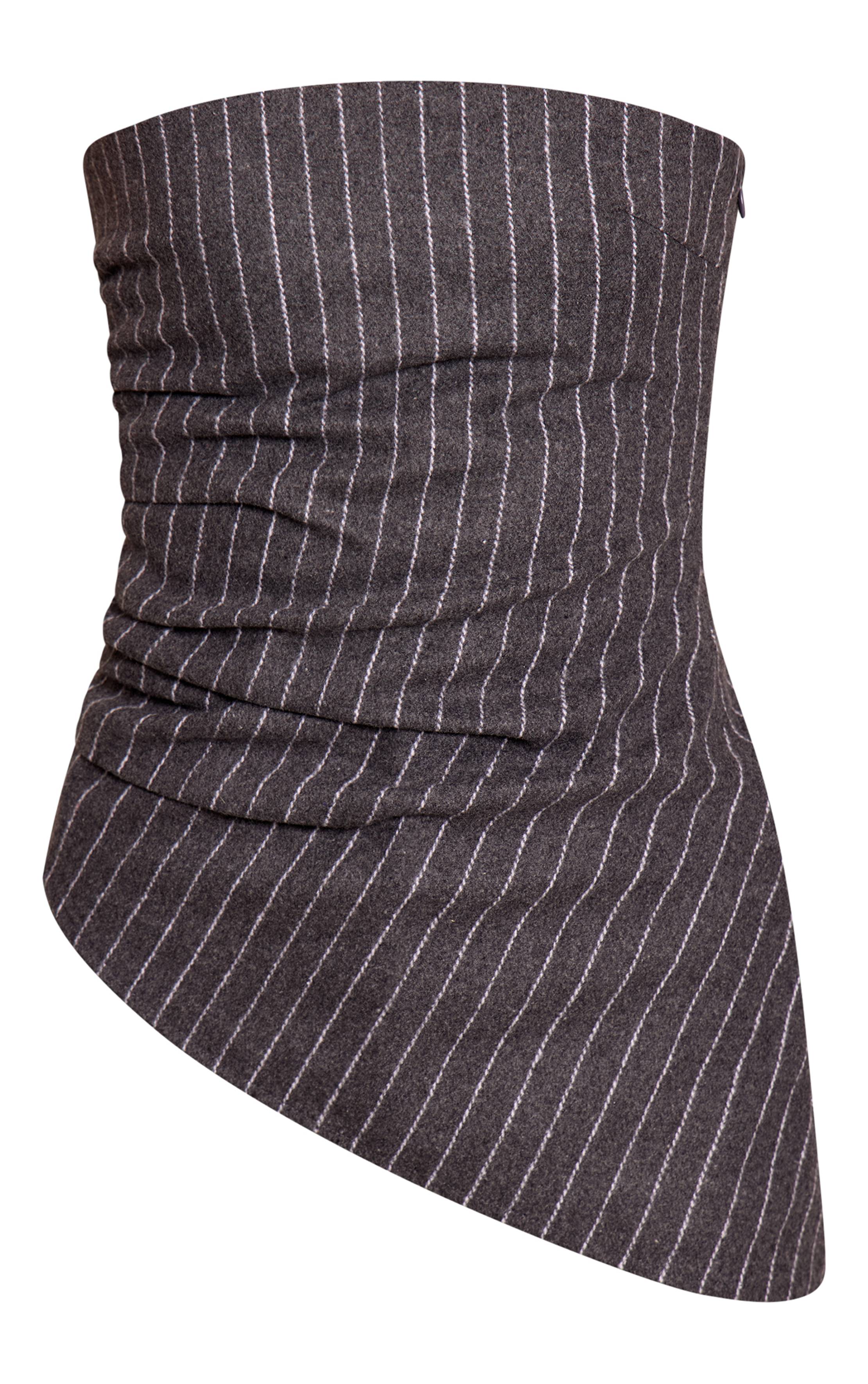 Charcoal Grey Top Bandeau Ajusté En Tissu Tissé
