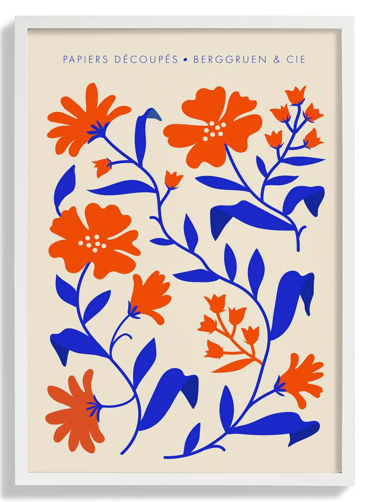 Orange Blue Fleurs Papiers Découpés Kunstausstellung