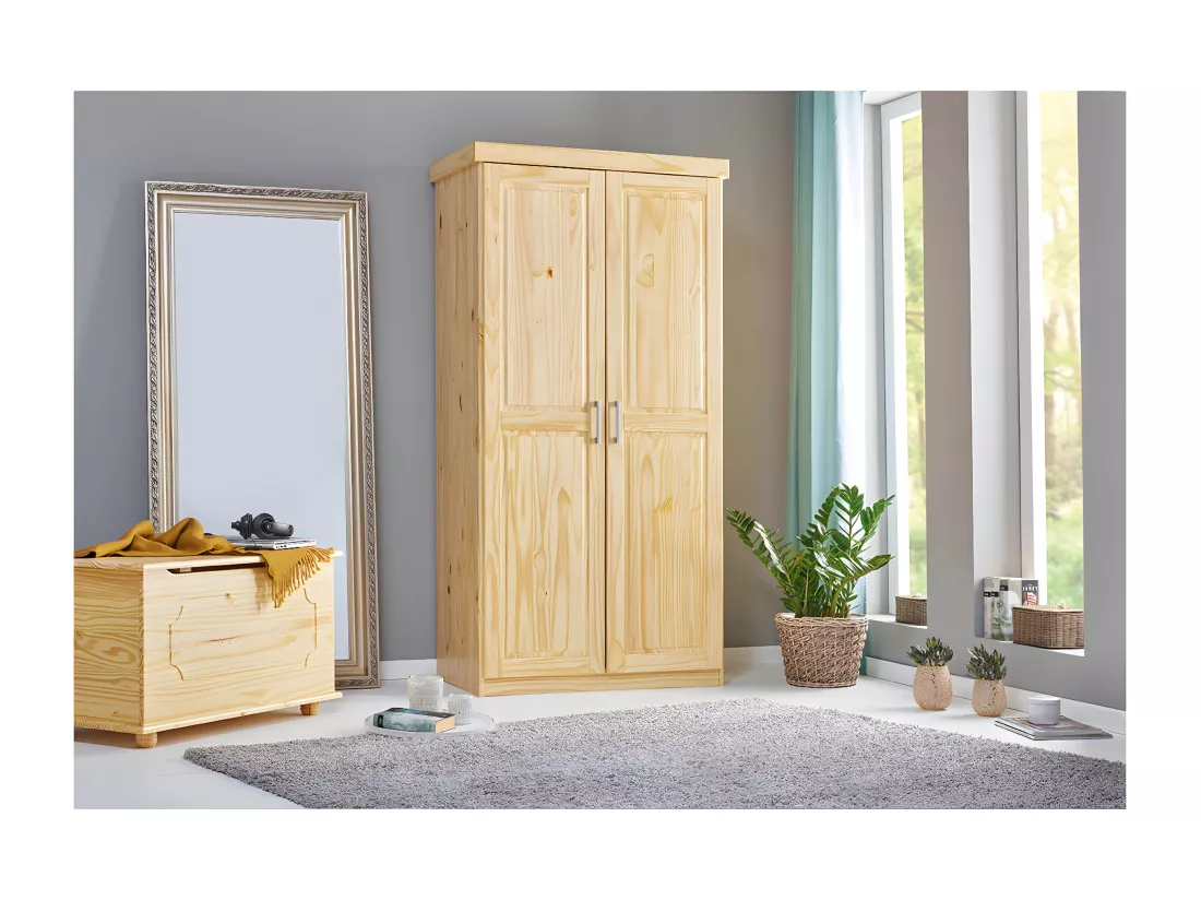 CALI - Armoire 2 Portes Bois Massif Naturel