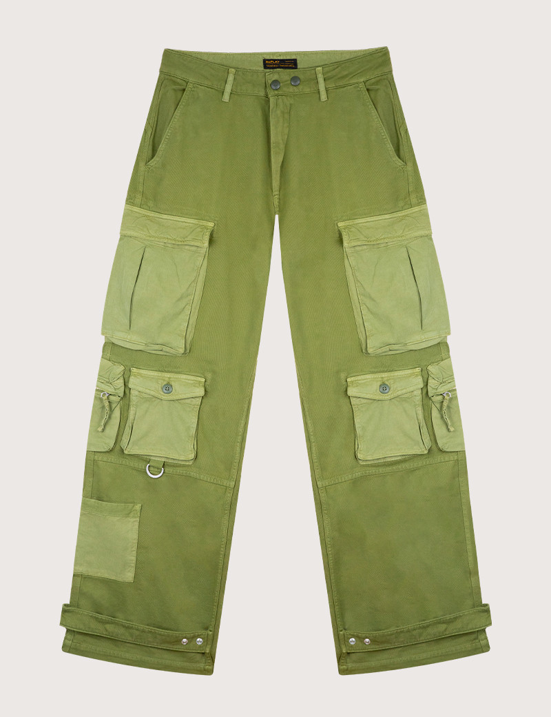 REPLAY PANTALON FEMME CARGO COMBAT MILVA KAKI