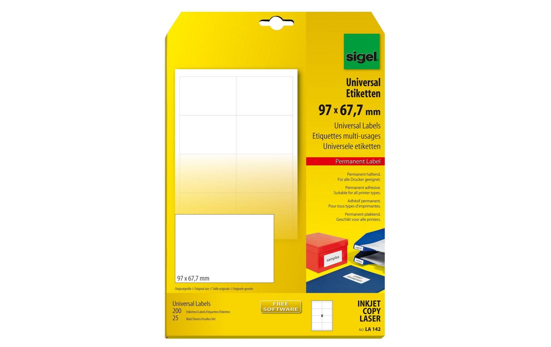 Universal-Etiketten 9.7 x 67.7 cm, 25 Blatt, WeissPersonalisierbare Etiketten ideal für Büro & Handel