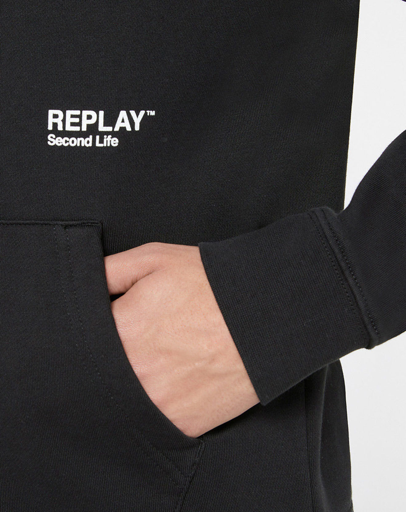 Replay Sweat en Coton Organique Class Replay Zip noir