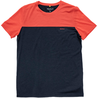 Devold Classic Linear Tee Funktionsshirt Kurz Ink / Cayenne Herren