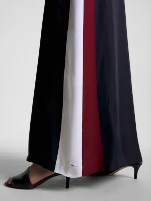 Vestido camiseta maxi sem mangas com estampa listrada global