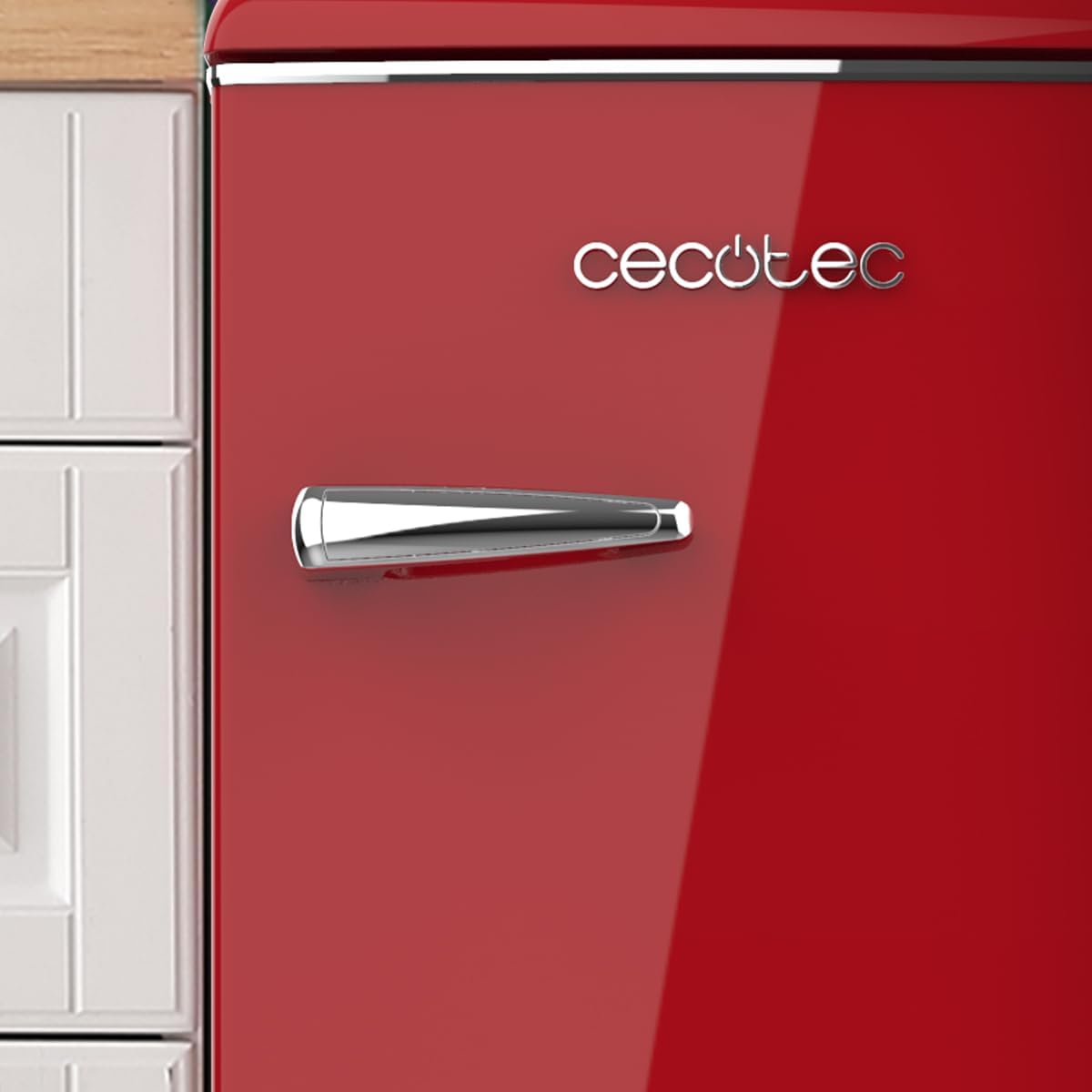 Cecotec Mini Frigo Bolero CoolMarket TT Origin 45 Rouge. Réfrigérateur de Table Rétro 45L, 55 cm de Haut, 44,7 cm de Large, Classe Énergétique E, Bac à Glaçons et Poignée Chromée, Rouge