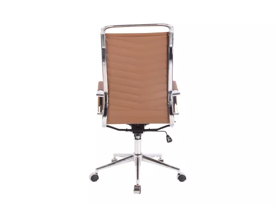 Chaise de bureau - Similicuir & Métal chromé - Marron clair - Batley