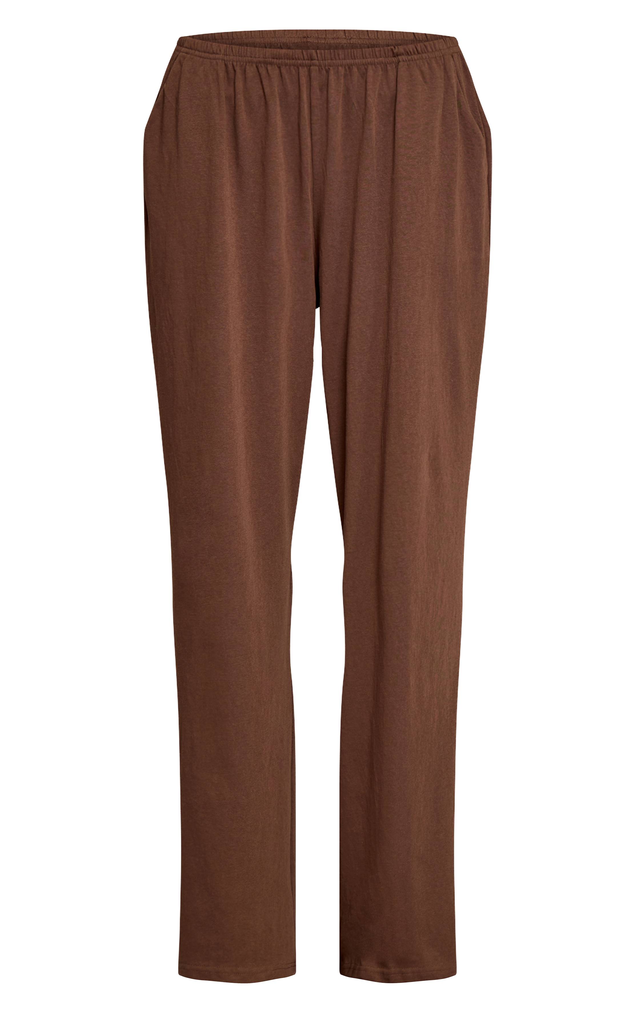 Chocolat Pantalon Large Décontracté À Texture Douce Et Jambe Ample