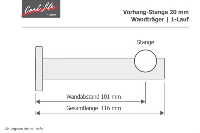 Good Life Vorhangstange »Gorra« Ø 20 mm 1 läufig-läufig Fixmass
