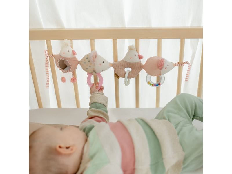fehn Kinderwagenkette Rosa/Beige Mobile-Kette mit niedlichen Anhänger-Figuren zum flexiblen Aufhängen