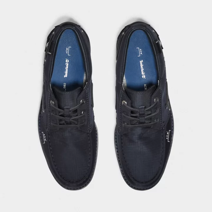 Timberland x A-Cold-Wall* Sapato Náutico Masculino com 3 Ilhós e Solado Tratorado na cor Azul Marinho