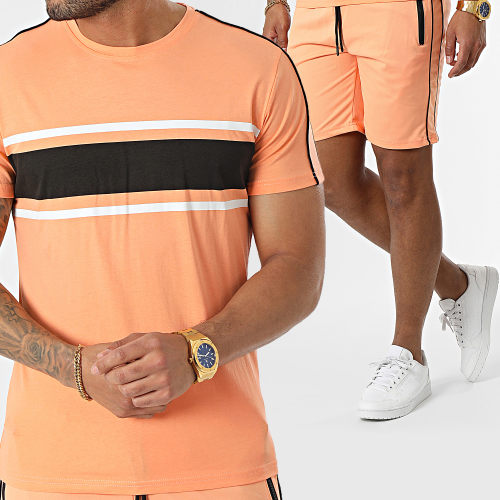 Ensemble Tee Shirt Et Short Jogging E384 Orange