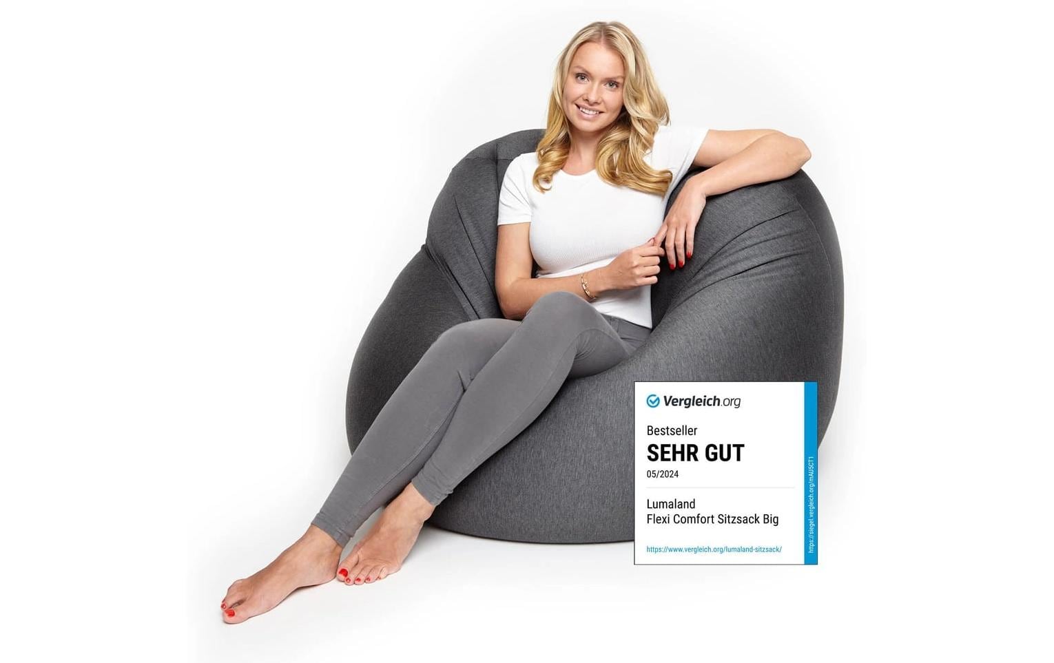 Sitzsack Flexi Comfort 380 L, Dunkelgrau<br>2-in-1 Sitzsack