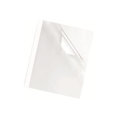 Fellowes - 100 couvertures à reliure pour machine thermique A4 (21 x 29,7 cm) - 220 g/m² - 1,5 mm - face transparente, dos carton blanc