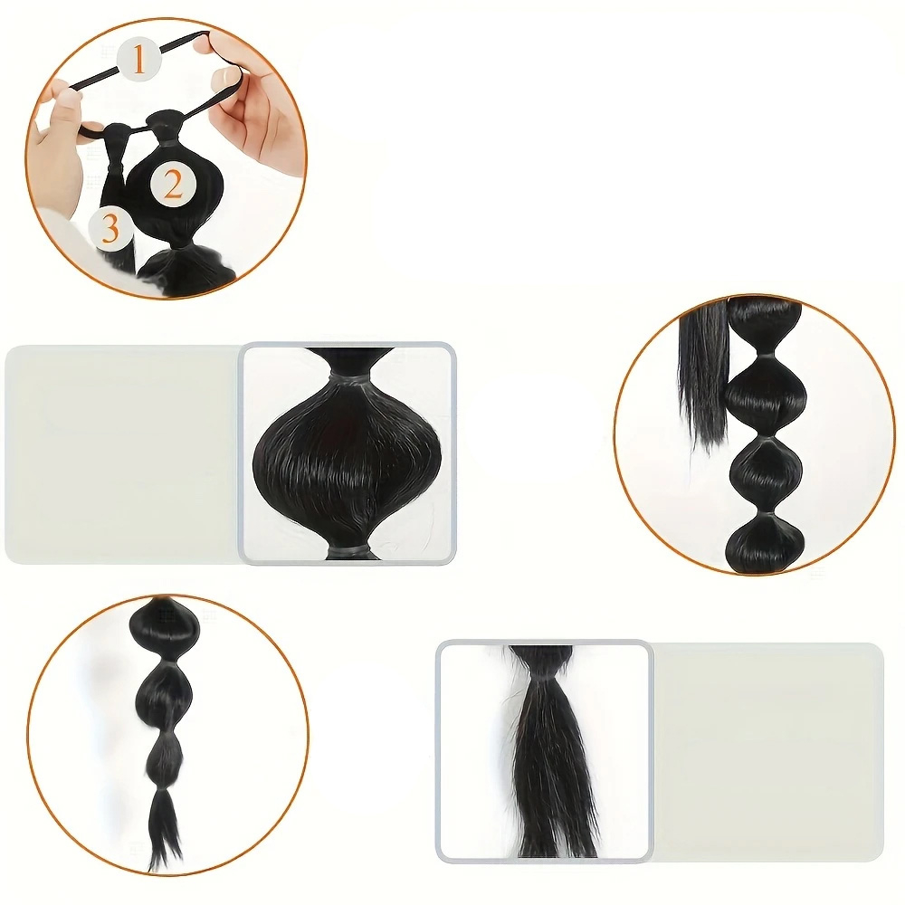 (76cm) Kunsthaar Bubble Ponytail Extensions Pferdeschwanz Haarverlängerung - Dunkelbraun
