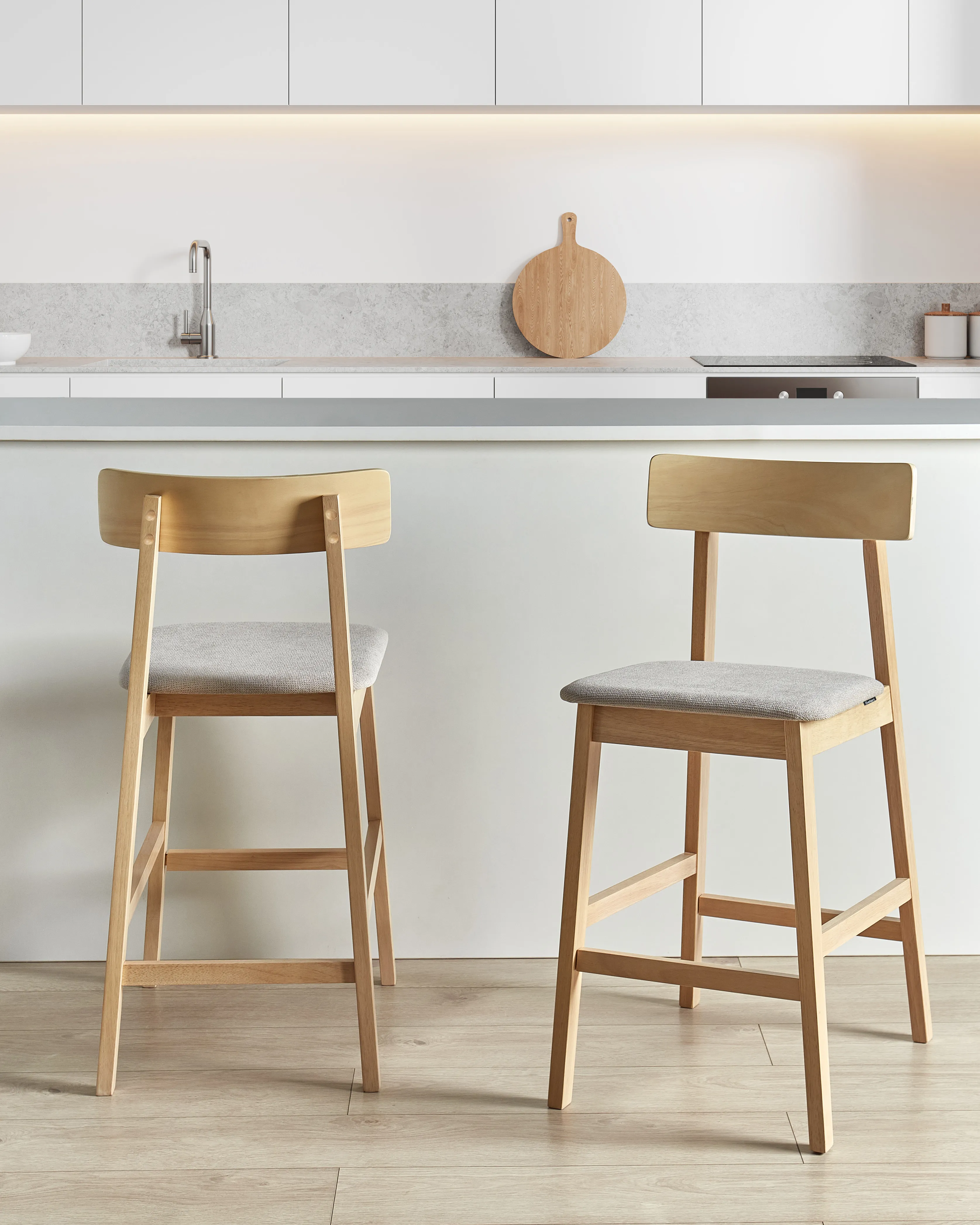 Set van 2 barstoelen ISANTI Hout Lichtbruin/taupe