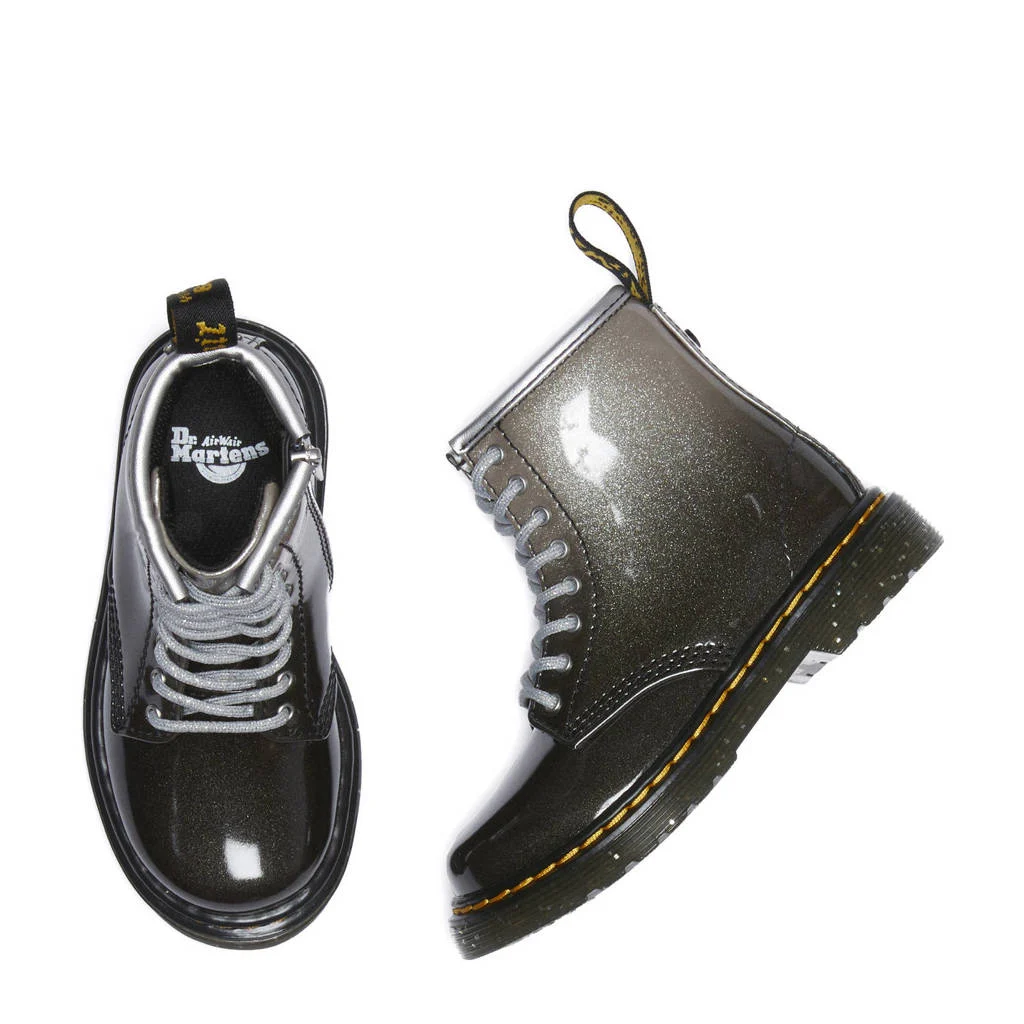 Dr. Martens 1460 Glitter T Peuter lak veterboots zwart/zilver