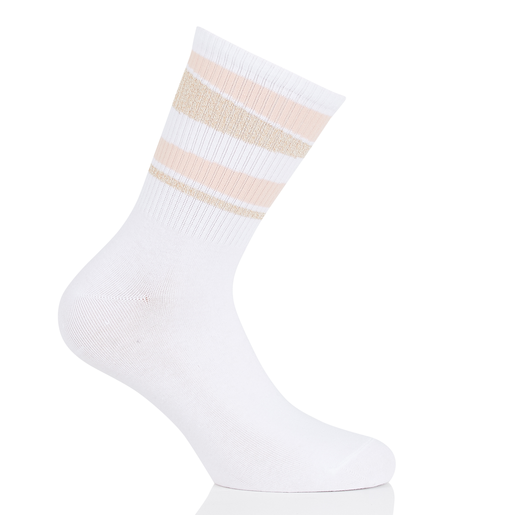 BILLY - Chaussettes aspect rayé en coton| Rose